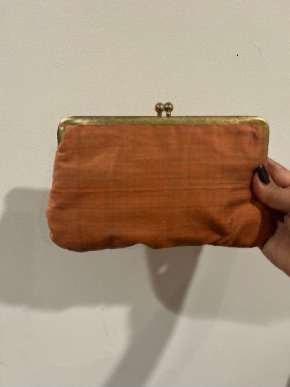 Orange Satin Kiss-Lock Clutch Wallet